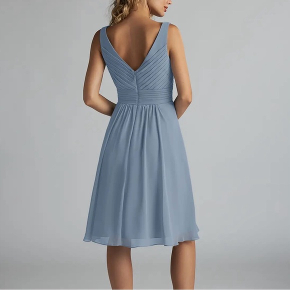 Azazie Short Dress Formal/Wedding/Graduation/Prom Dusty Blue Size A12 GUC - Picture 10 of 10
